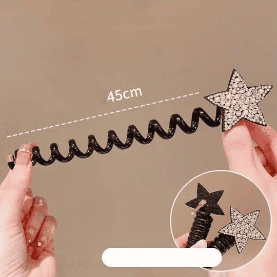 GLOWNIK Care Girls & Women Star Rhinestone Hair Rubber Bands Set | Glitter Elastic Ponytail Holders | Stylish Stretchable Hair Ties for Daily, Party & Fashion Styling