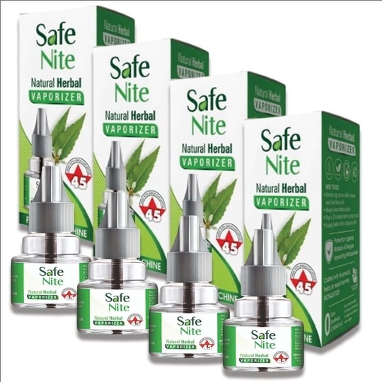 Maxx Flash Safe Night | Pack of 4 Herbal Mosquito Repellent Liquid Refill 45ml Each | Fits All Machines