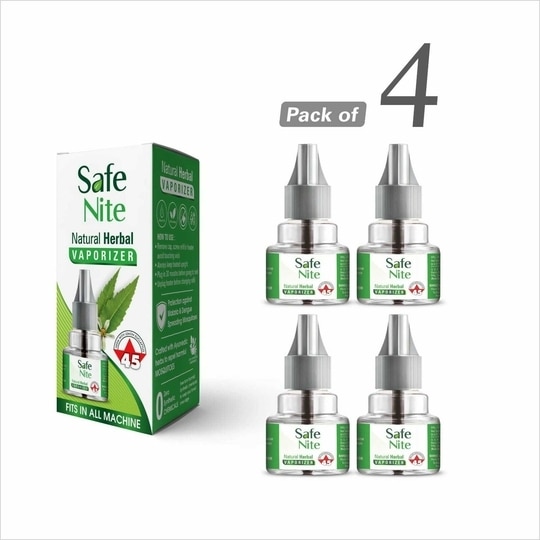 Maxx Flash Safe Night | Pack of 4 Herbal Mosquito Repellent Liquid Refill 45ml Each | Fits All Machines