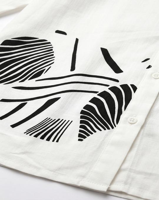 DESIGNALLY Women White Zebra Print Shirt