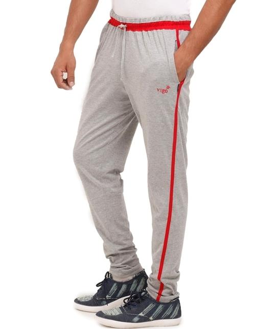 Vego Men Grey, Red Cotton Track Pant