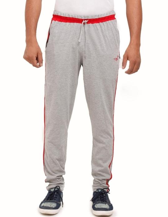 Vego Men Grey, Red Cotton Track Pant