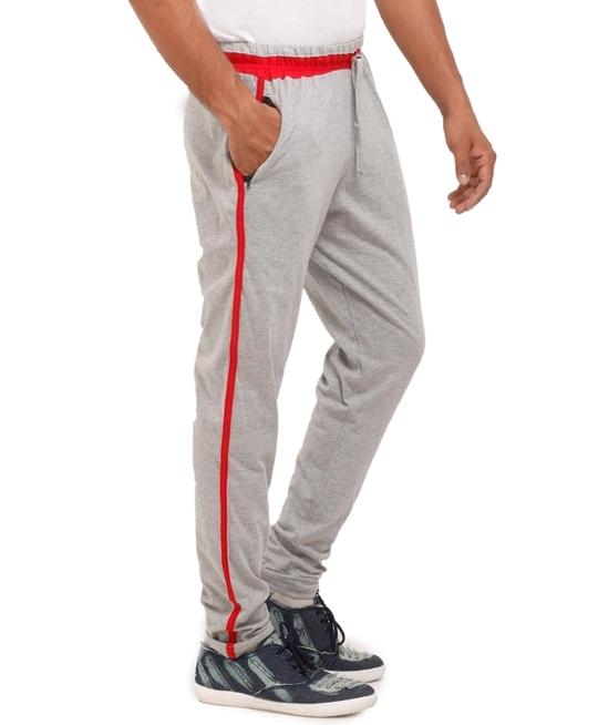Vego Men Grey, Red Cotton Track Pant