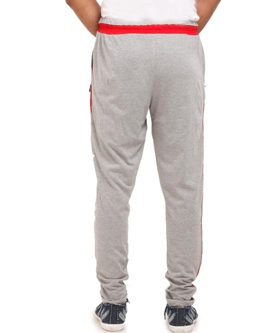 Vego Men Grey, Red Cotton Track Pant