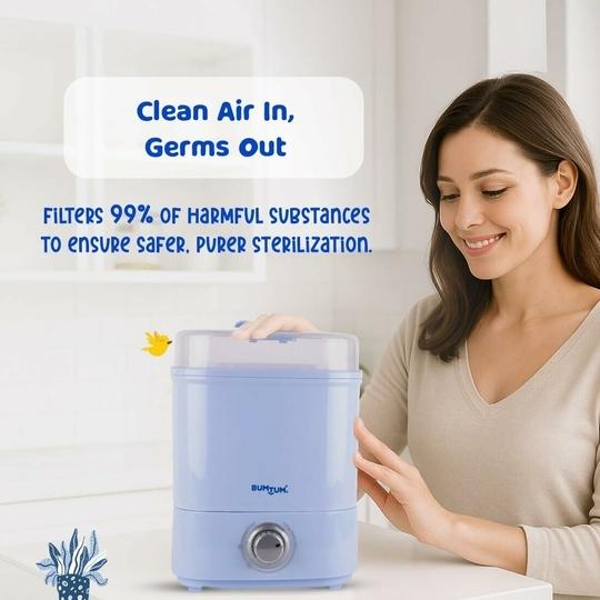 BUMTUM 6 Bottle Sterilizer For Baby Milk Bottles | Sterilizer For Feeding Bottles | Sterilizer Machine | Sterilizer Hand| Sterilizer tongs (Blue)
