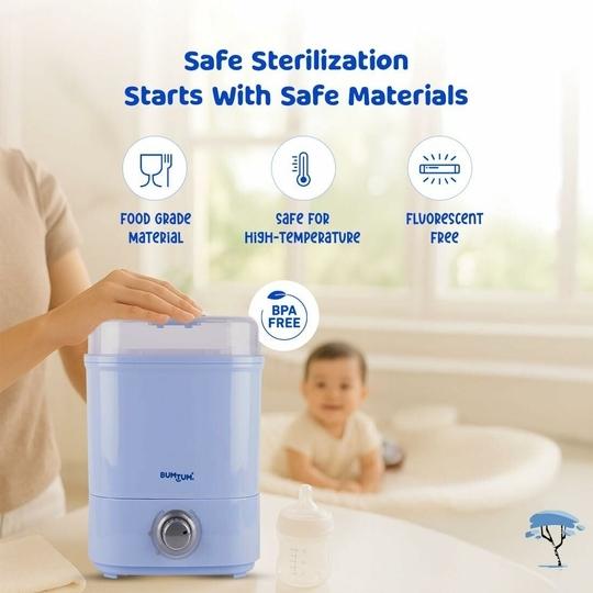 BUMTUM 6 Bottle Sterilizer For Baby Milk Bottles | Sterilizer For Feeding Bottles | Sterilizer Machine | Sterilizer Hand| Sterilizer tongs (Blue)