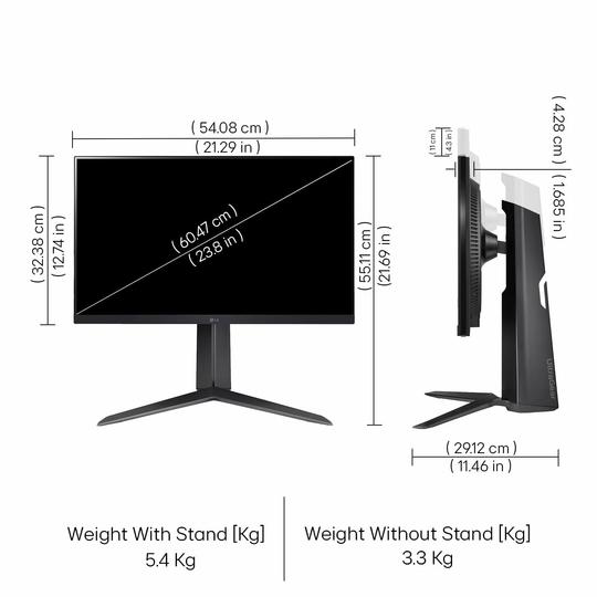 LG 24GS65F Smartchoice 60.47cm (23.8Inch) Ultragear FHD (1920x1080) IPS Gaming Monitor, 180Hz, 1ms, NVIDIA G-SYNC Compatible, AMD FreeSync, DP, HDMI, Tilt/Height/Pivot Adjustable, Anti-Glare (Black)