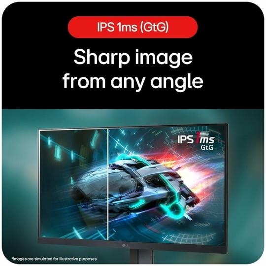LG 24GS65F Smartchoice 60.47cm (23.8Inch) Ultragear FHD (1920x1080) IPS Gaming Monitor, 180Hz, 1ms, NVIDIA G-SYNC Compatible, AMD FreeSync, DP, HDMI, Tilt/Height/Pivot Adjustable, Anti-Glare (Black)