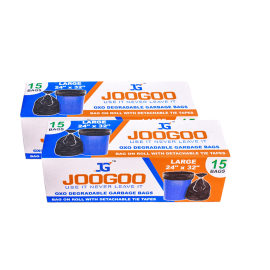 Joogoo Garbage Bags | Large | 15 Bags | 24X 32 Inches | For Dry & Wet Waste | Black