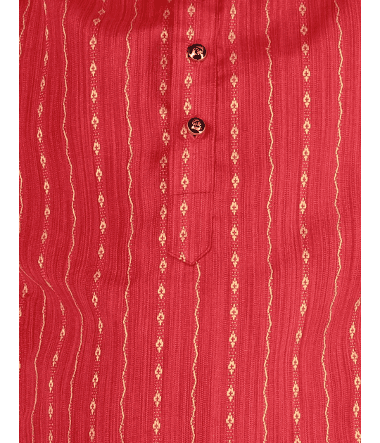 Pro-Ethic Style Developer Ethnic Wear Silk Red Kurta Pajama Set for Kids and Boys