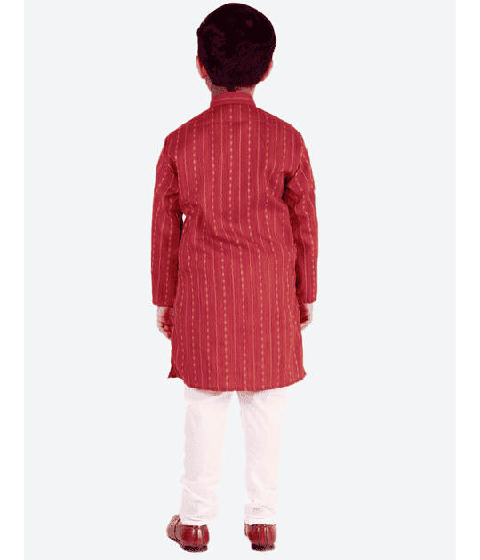 Pro-Ethic Style Developer Ethnic Wear Silk Red Kurta Pajama Set for Kids and Boys