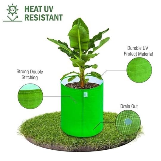 ATOZJI UV Resistant 260 GSM Round Green Colour Grow High Density Polyethylene 12x12 Bags Suitable for Terrace & Vegetable Gardening (Pack of 1)