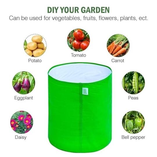 ATOZJI UV Resistant 260 GSM Round Green Colour Grow High Density Polyethylene 12x12 Bags Suitable for Terrace & Vegetable Gardening (Pack of 1)