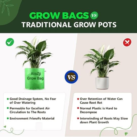 ATOZJI UV Resistant 260 GSM Round Green Colour Grow High Density Polyethylene 12x12 Bags Suitable for Terrace & Vegetable Gardening (Pack of 1)