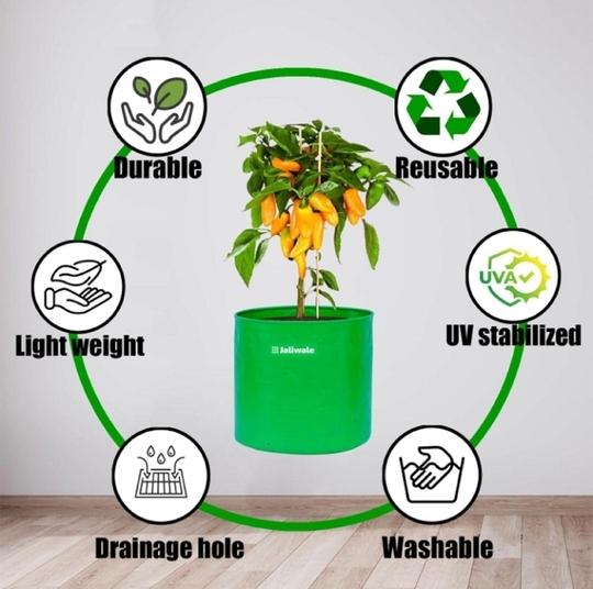 ATOZJI UV Resistant 260 GSM Round Green Colour Grow High Density Polyethylene 12x12 Bags Suitable for Terrace & Vegetable Gardening (Pack of 1)