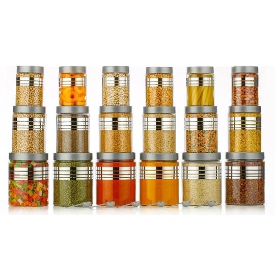 spandan premium  Plastic Container Set (SILVER, Set of 18) (1200, 650, 350 ML)
