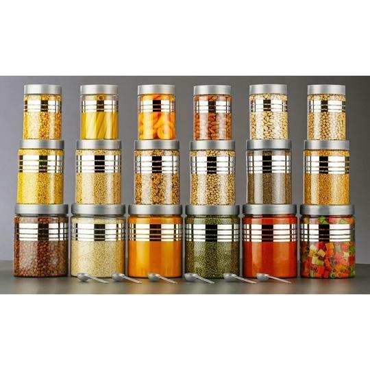 spandan premium  Plastic Container Set (SILVER, Set of 18) (1200, 650, 350 ML)