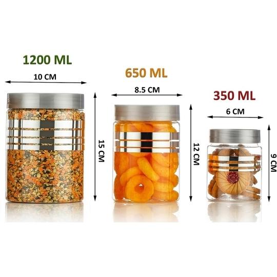 spandan premium  Plastic Container Set (SILVER, Set of 18) (1200, 650, 350 ML)