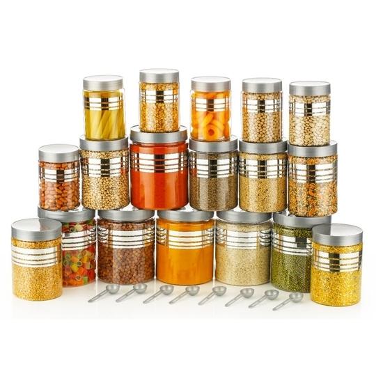 spandan premium  Plastic Container Set (SILVER, Set of 18) (1200, 650, 350 ML)