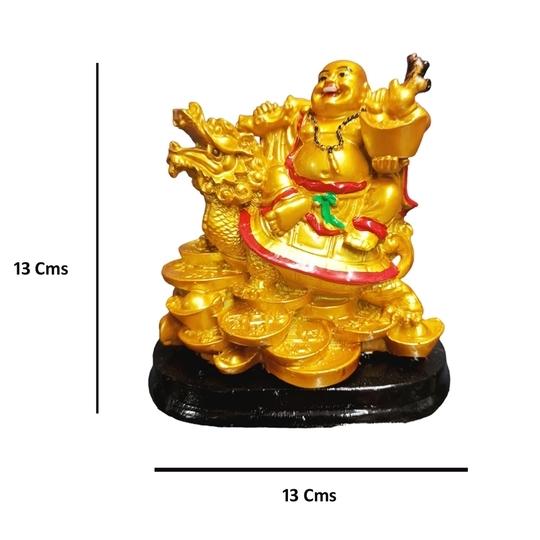 JRG Laughing Buddha for Money, Wealth and Good Luck Idol Statue (13 cms x 8 cms x 13 cms)