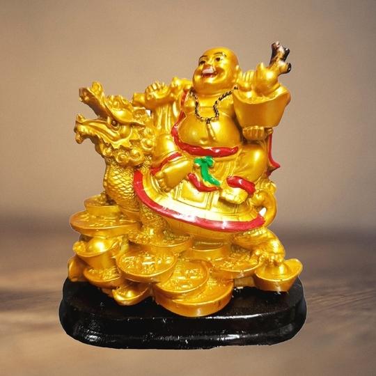 JRG Laughing Buddha for Money, Wealth and Good Luck Idol Statue (13 cms x 8 cms x 13 cms)