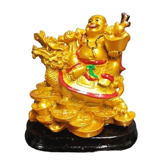 JRG Laughing Buddha for Money, Wealth and Good Luck Idol Statue (13 cms x 8 cms x 13 cms)