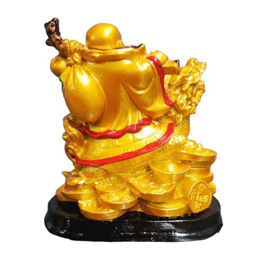 JRG Laughing Buddha for Money, Wealth and Good Luck Idol Statue (13 cms x 8 cms x 13 cms)