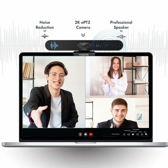 Peoplelink Stellar X20 Audio & Video MeetUp HD 100x Optical Zoom Video and Audio Conferencing System for Small Meeting Rooms, Black