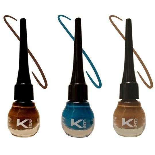 KINDED Teal Green, Chocolate Brown and Camel Brown Waterproof Smudgeproof Longlasting Liquid Eye Liner, 5 ml - Pack of 3