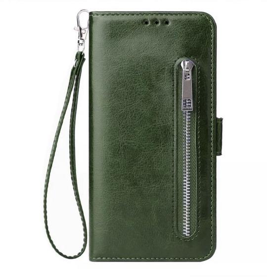 Trounce Zipper Series Faux Leather Green Wallet Flip Case Mobile Cover    For  Xiaomi Redmi  Note 5 Pro
