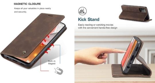 Trounce Prime Leather Magnetic Closure  Flip Cover With Card Holder Wallet | Mobile Case| Back Cover - Coffee Brown) For  Oppo F7