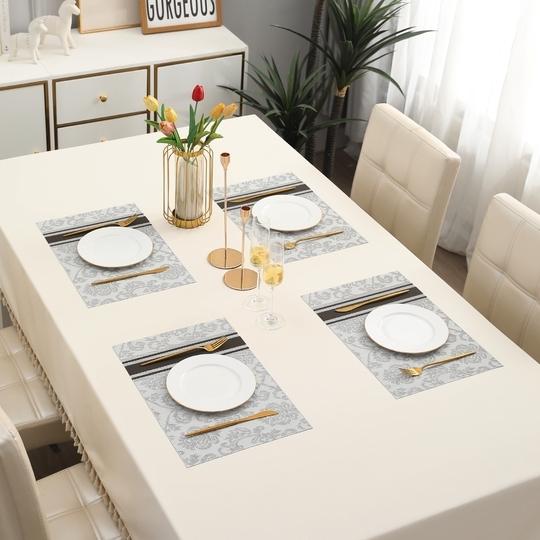HOKIPO PVC Washable 4 Pieces Dining Table Mats - 45x30 cm