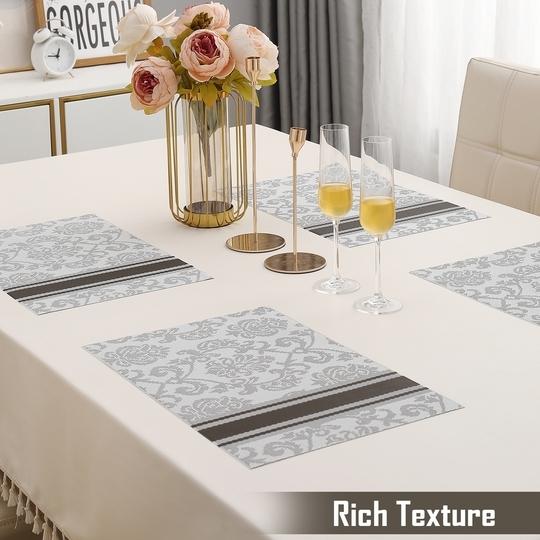HOKIPO PVC Washable 4 Pieces Dining Table Mats - 45x30 cm