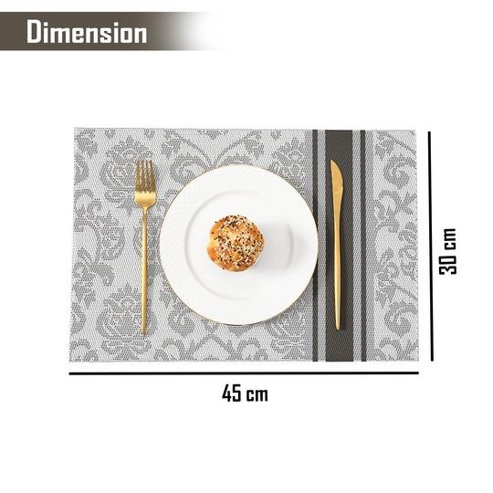 HOKIPO PVC Washable 4 Pieces Dining Table Mats - 45x30 cm