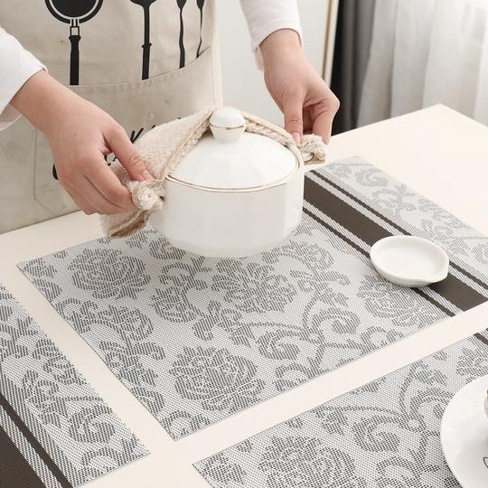 HOKIPO PVC Washable 4 Pieces Dining Table Mats - 45x30 cm