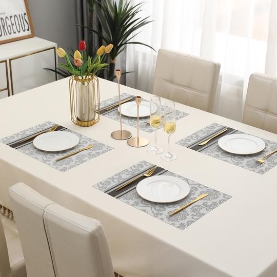 HOKIPO PVC Washable 4 Pieces Dining Table Mats - 45x30 cm