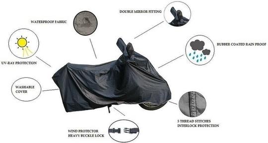 RiderShine Waterproof Two Wheeler Cover for Honda (CB Shine SP, Black)