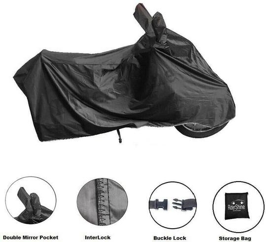 RiderShine Waterproof Two Wheeler Cover for Honda (CB Shine SP, Black)
