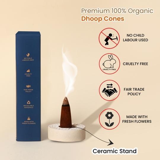 Manokamna Fresh Flower Dhoop Cone -  Pure Fragrance from Nature | Blossom in Every Burn - Handmade Flower Dhoop Cone | Dhoop Cone with Sandalwood Fragrance for Puja Need & Air Purification