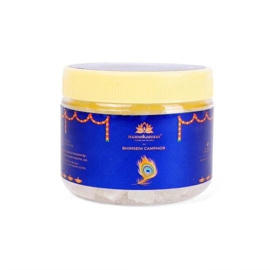 Manokamna Divine Bhimseni Camphor/Kapoor Traditional Remedy with Spiritual Essence | Ayurvedic Grade & Organic | Strong Aroma for Healing & Puja (100gm Pack of 1)