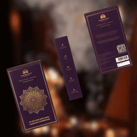 Manokamna Bambooless Pure Sandalwood Dhoop Sticks - Made with Fresh Flowers for Peace, Positivity & Fulfilled Wishes | Natural Fragrance to Refresh Your Mind, Purify Your Space & Uplift Your Spirit