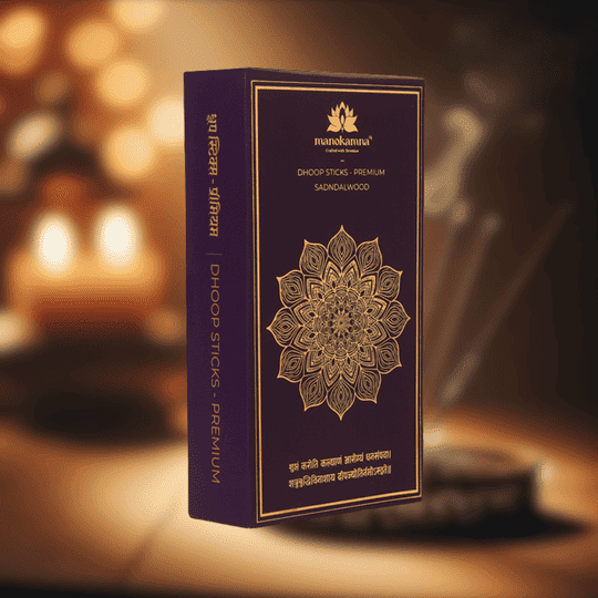 Manokamna Bambooless Pure Sandalwood Dhoop Sticks - Made with Fresh Flowers for Peace, Positivity & Fulfilled Wishes | Natural Fragrance to Refresh Your Mind, Purify Your Space & Uplift Your Spirit