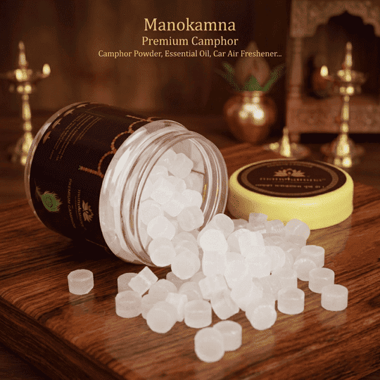 Manokamna Premium Camphor/Kapoor Tablet | Long Lasting Aroma for Puja & Purification | Pure Camphor/Kapoor Tablets 100% Natural Aromatic & Multipurpose Use | for Rituals, Devotion & Air Cleansing (50gm - Pack of 1)