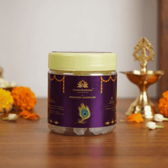 Manokamna Premium Camphor/Kapoor Tablet | Long Lasting Aroma for Puja & Purification | Pure Camphor/Kapoor Tablets 100% Natural Aromatic & Multipurpose Use | for Rituals, Devotion & Air Cleansing (50gm - Pack of 1)