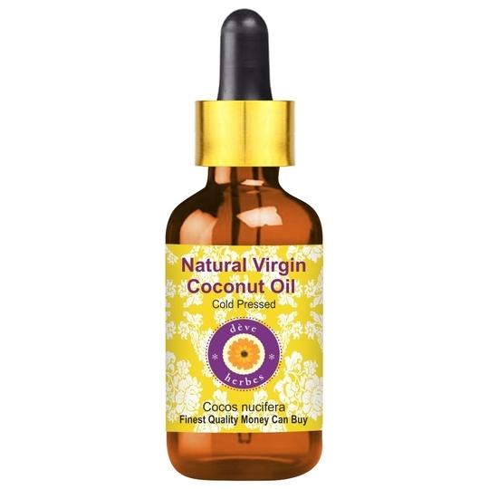Deve Herbes Natural Virgin Coconut Oil (Cocos nucifera) with Glass Dropper Natural Therapeutic Grade Cold Pressed 30ml