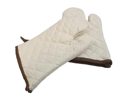 Inditradition 100% Cotton Padded Oven Gloves | Heat Resistant, Washable, Pack of 2 (Beige)