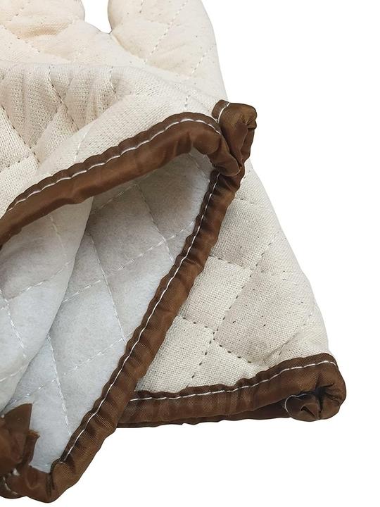 Inditradition 100% Cotton Padded Oven Gloves | Heat Resistant, Washable, Pack of 2 (Beige)