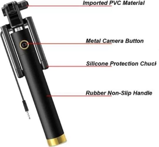 BOPUD Selfie Stick Wired Selfie Stick Monopod Holder with AUX Cable for Smartphones Tripod