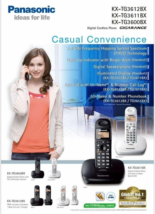 Panasonic KX-TG3611SX, Silver, Cordless Landline Phone