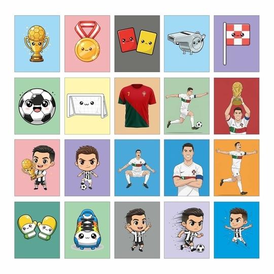 BOENJOY Cristiano Ronaldo Kids Fridge Magnet Set, Cartoon Refrigerator Magnets | Decorative Kitchen Magnets for Kids | Fun Collectible Gift & Home Dcor (Pack of 20) 4x5 cm